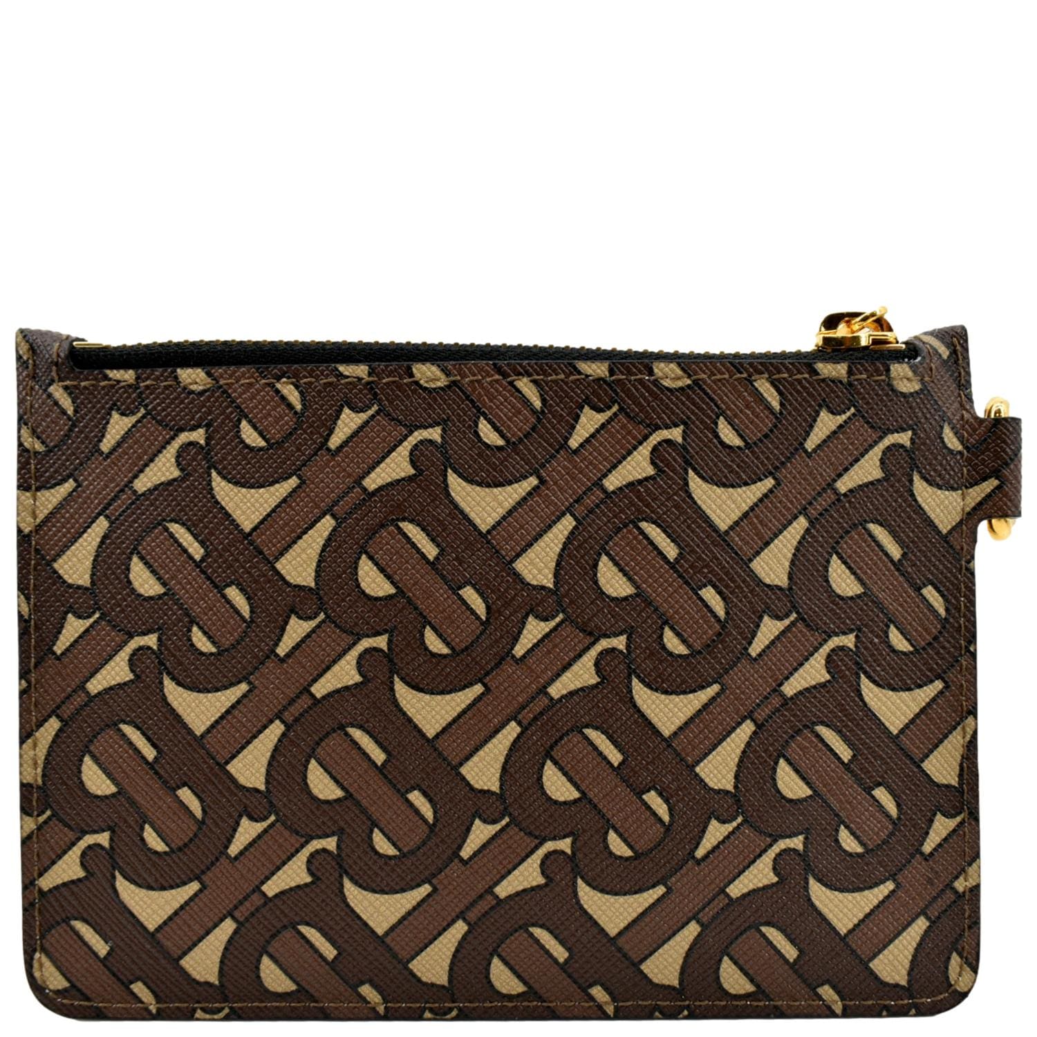 BURBERRY Monogram Coated Canvas Zip Coin Purse Bridle Brown