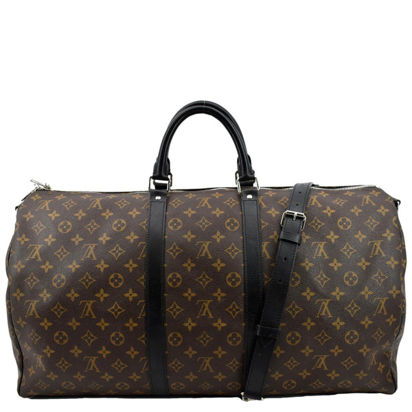 LOUIS VUITTON Keepall Bandouliere 55 Monogram Canvas Travel Bag Brown