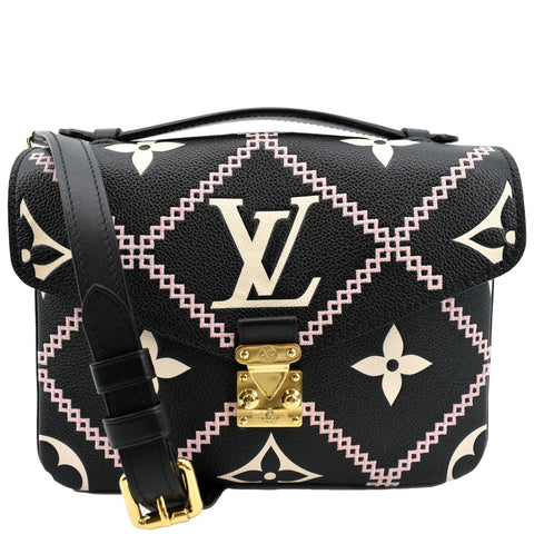 LOUIS VUITTON Metis Pochette Embroidery Leather Crossbody Bag Black - New Year Deals
