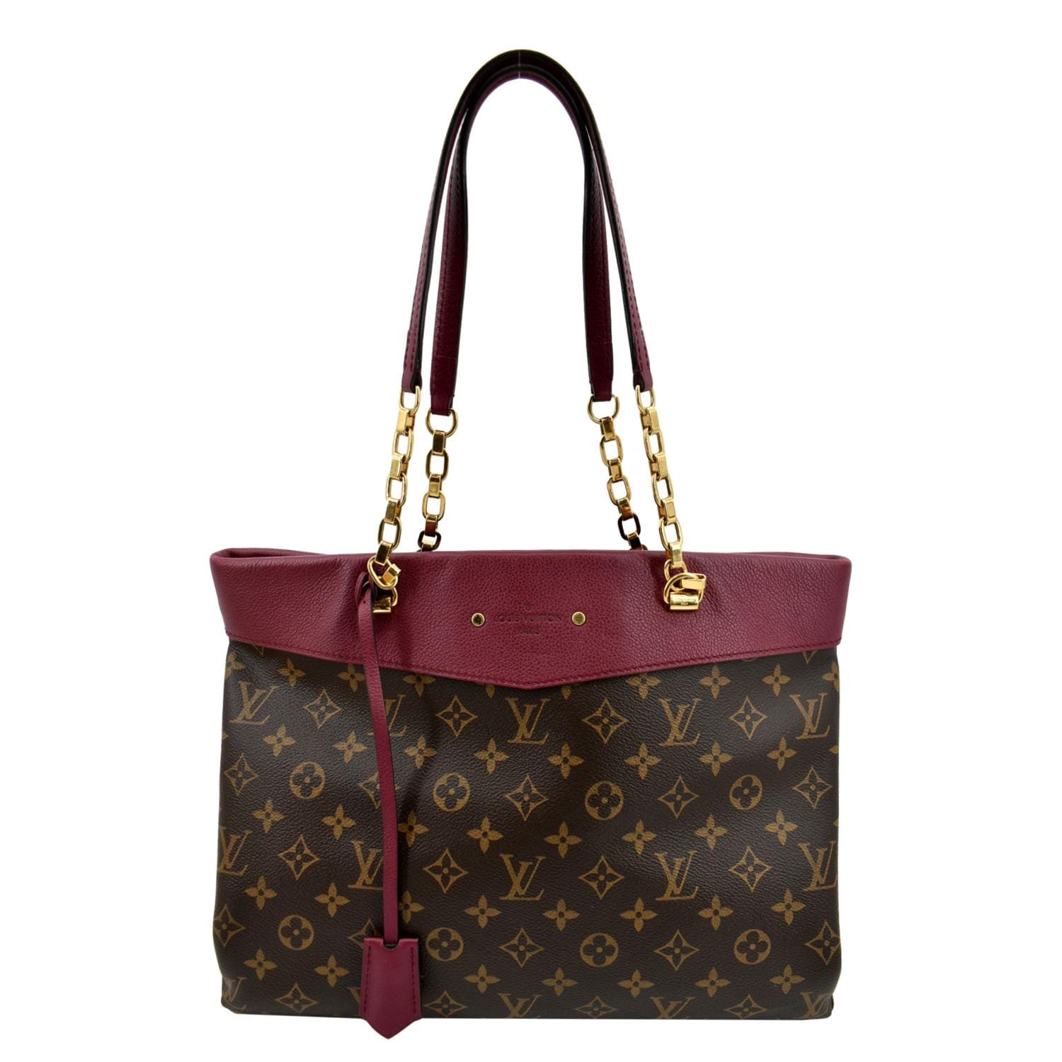 LOUIS VUITTON Pallas Shopper Chain Monogram Canvas Shoulder Bag Brown