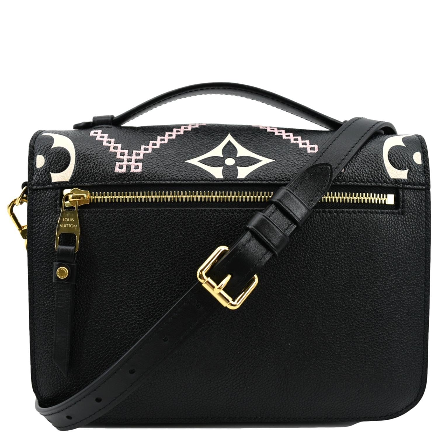 LOUIS VUITTON Metis Pochette Embroidery Leather Crossbody Bag Black -