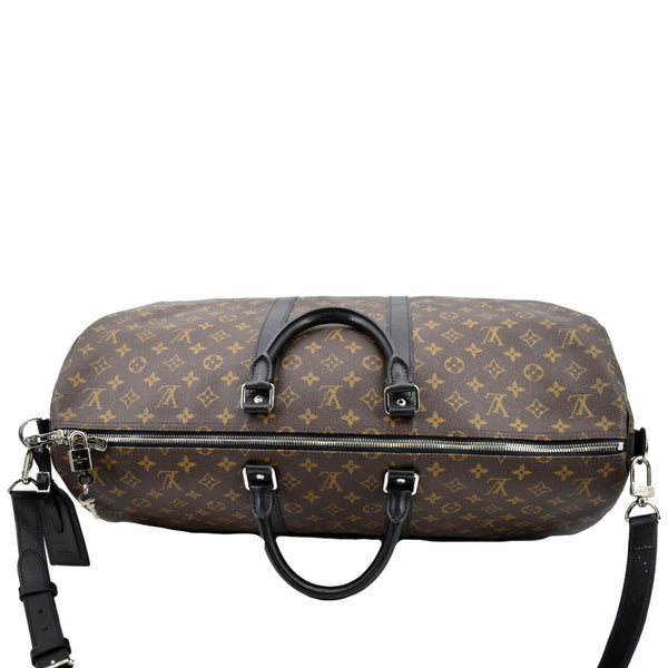 LOUIS VUITTON Keepall Bandouliere 55 Monogram Canvas Travel Bag Brown