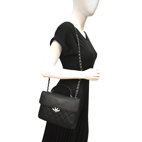 CHANEL Box CC Flap Quilted Leather Shoulder Bag Black