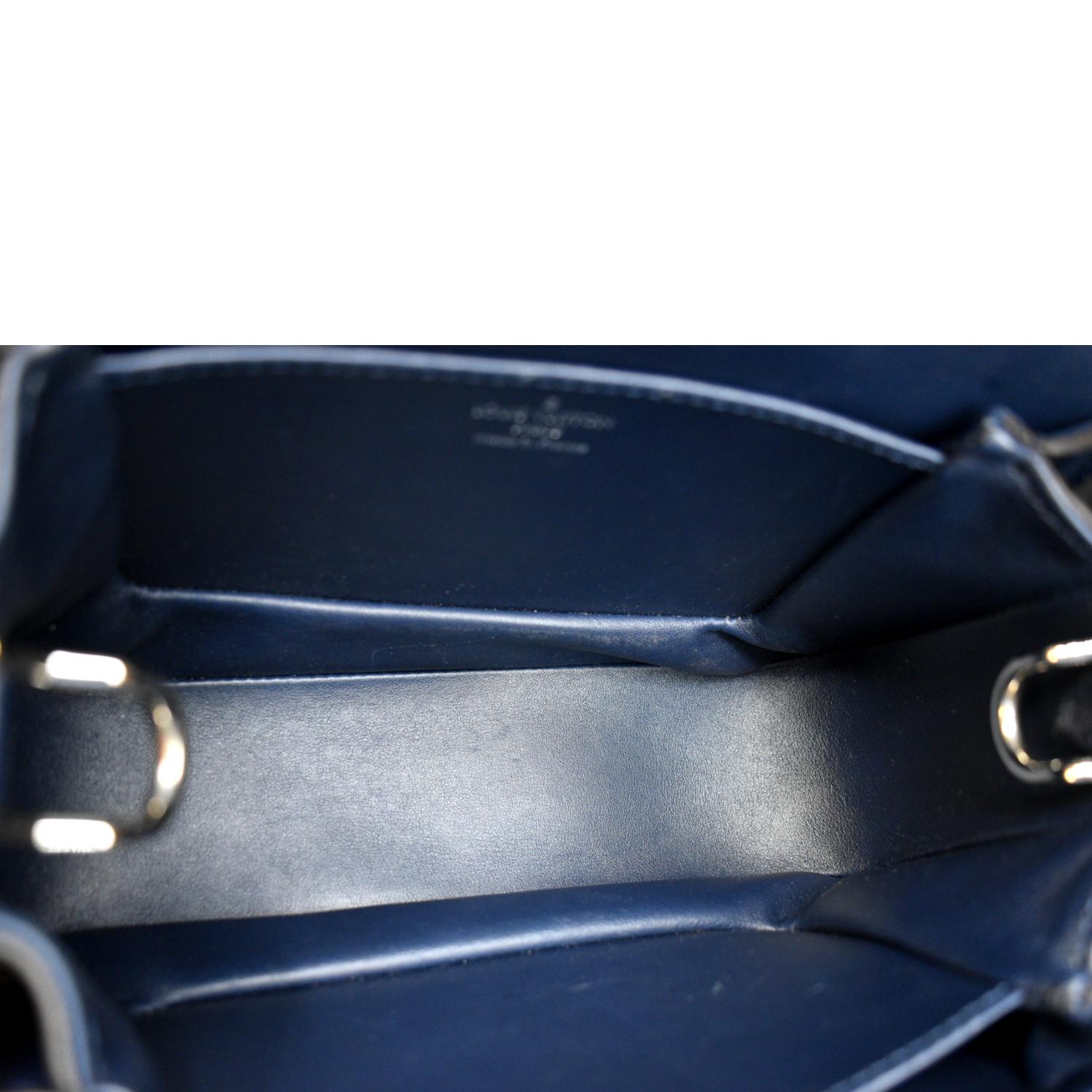Louis Vuitton Navy Blue Grained Leather Silver Hardware Zip Top Two Handle  Bag