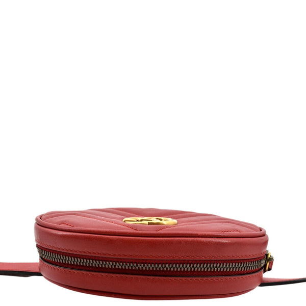 GUCCI GG Marmont Matelasse Leather Belt Bag Red 476434