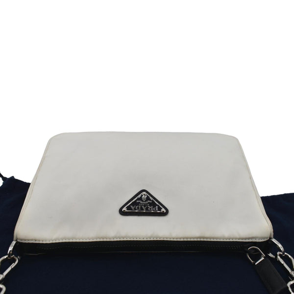 Prada Re-Nylon Leather Shoulder Bag in White Color - Top