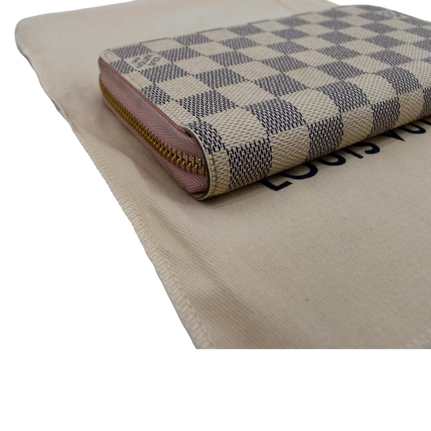 LOUIS VUITTON Zip Around Damier Azur Wallet White