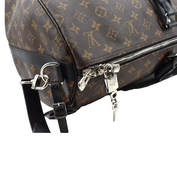 LOUIS VUITTON Keepall Bandouliere 55 Monogram Canvas Travel Bag Brown