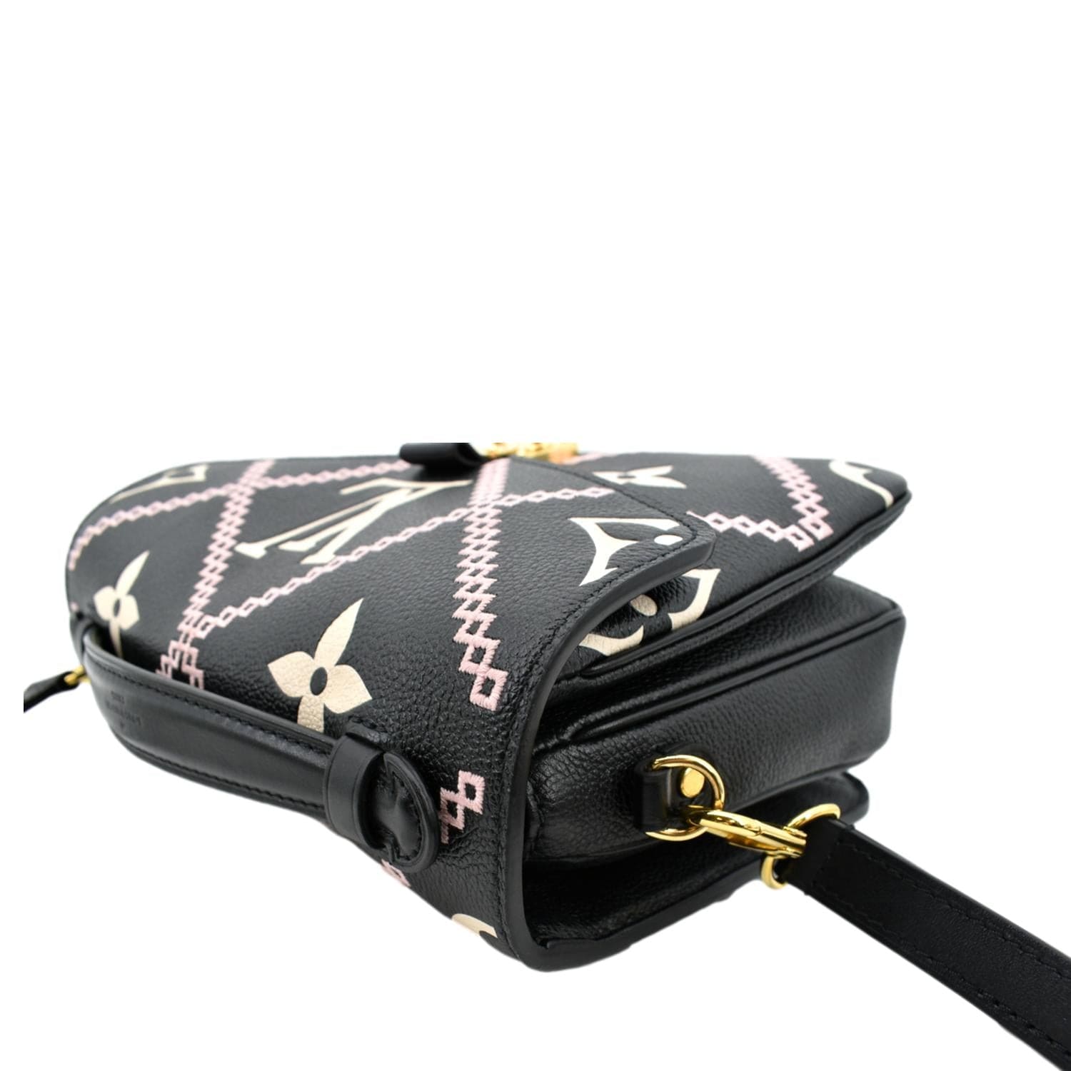 LOUIS VUITTON Metis Pochette Embroidery Leather Crossbody Bag Black -