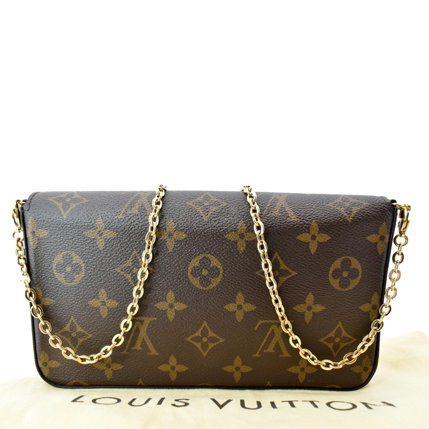 Louis Vuitton felicie pochette monogram shoulder clutch bag Brown