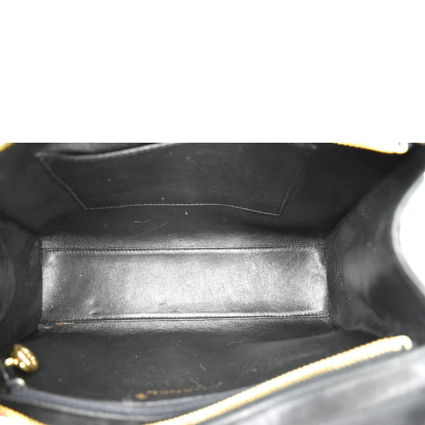 Chanel Small Vintage Lambskin Leather Handbag in Black - Inside