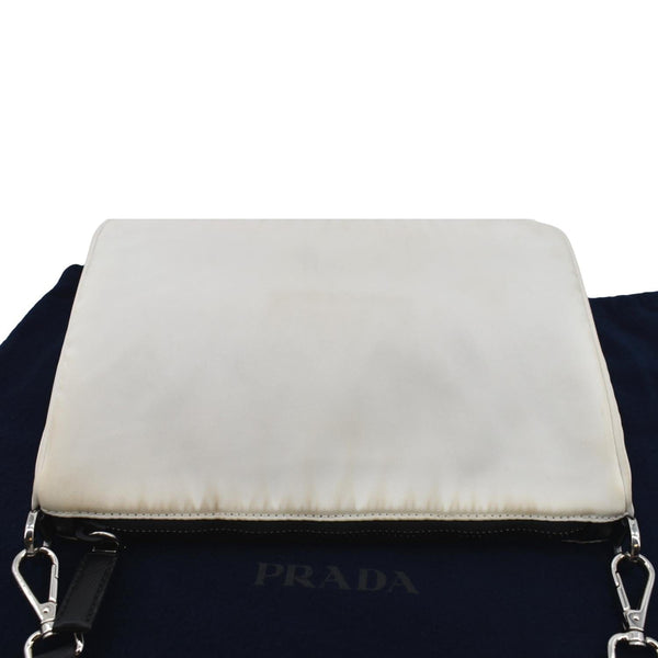 Prada Re-Nylon Leather Shoulder Bag in White Color - Close Look