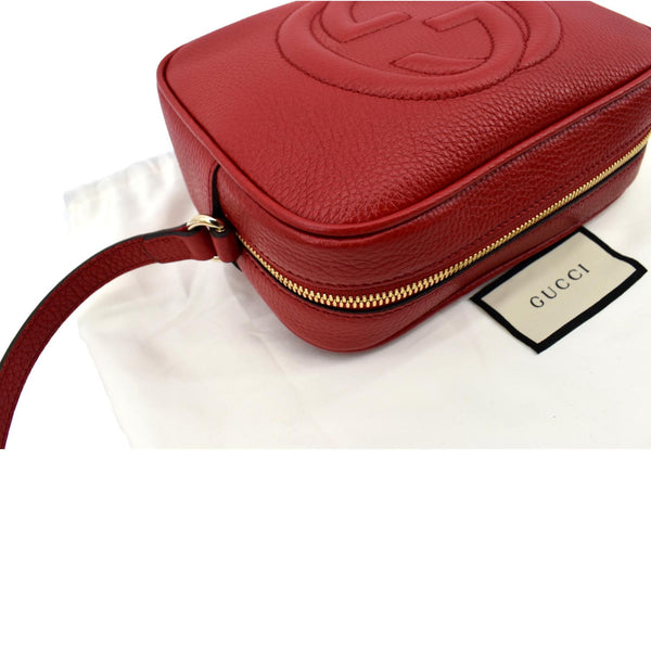 GUCCI Soho Disco Pebbled Leather Crossbody Bag Red 308364
