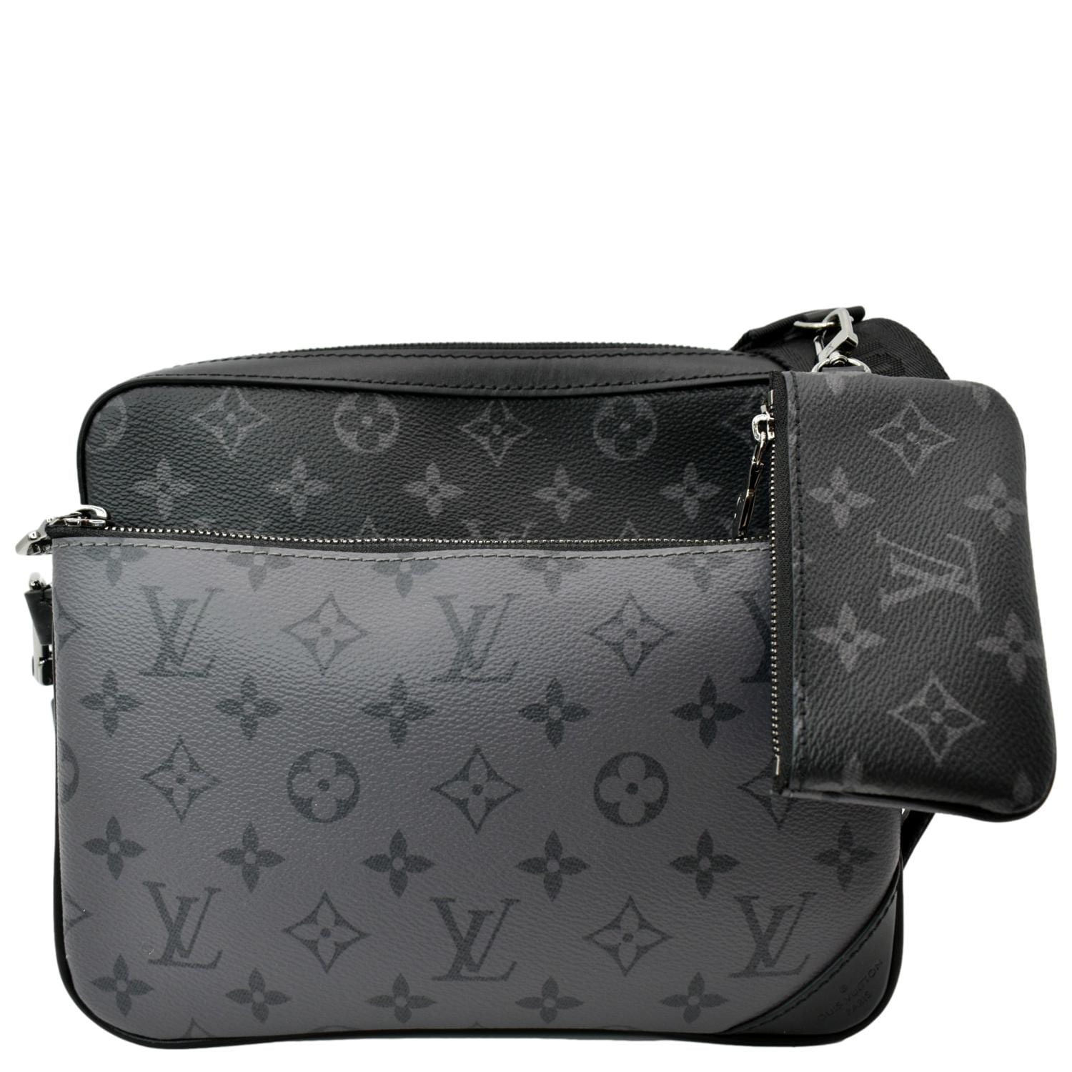 LOUIS VUITTON Trio Monogram Eclipse Messenger Bag Grey