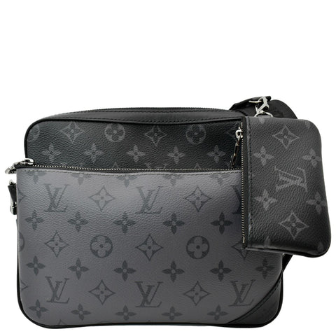 LOUIS VUITTON Trio Monogram Eclipse Messenger Bag Grey