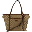 Gucci GG Canvas Leather 2-Way Tote Shoulder Bag Beige - Front