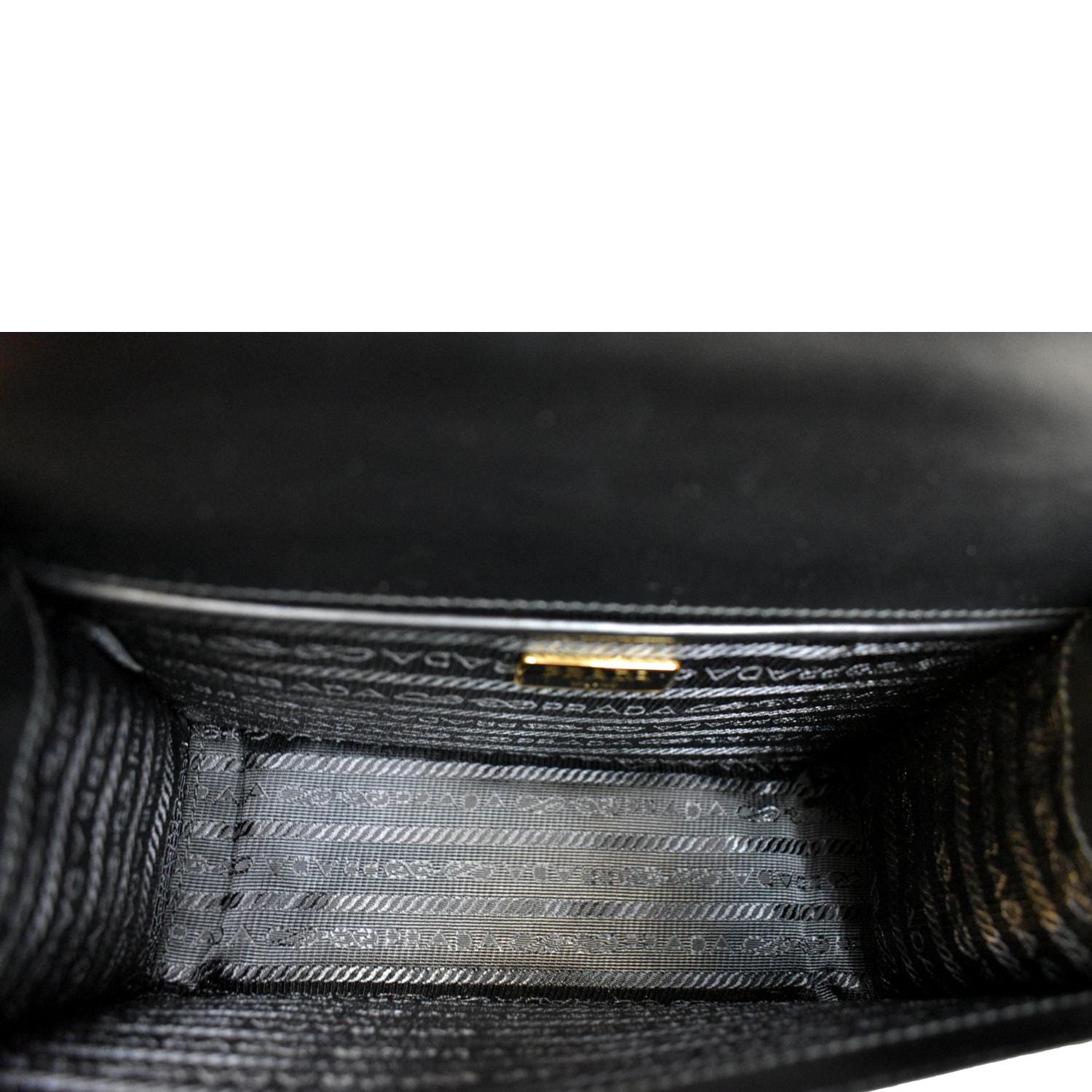 Prada Black Saffiano Lux Bow Crossbody Bag Leather Pony-style