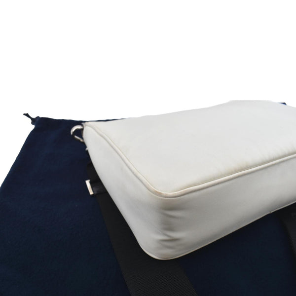 Prada Re-Nylon Leather Shoulder Bag in White Color - Bottom Left