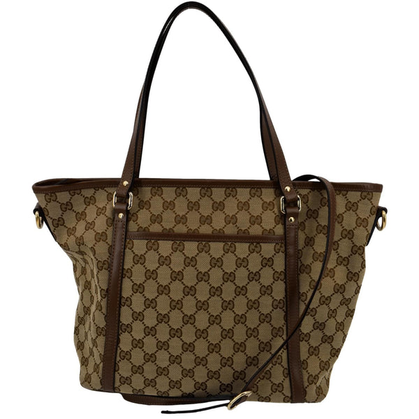 Gucci GG Canvas Leather 2-Way Tote Shoulder Bag Beige - Back