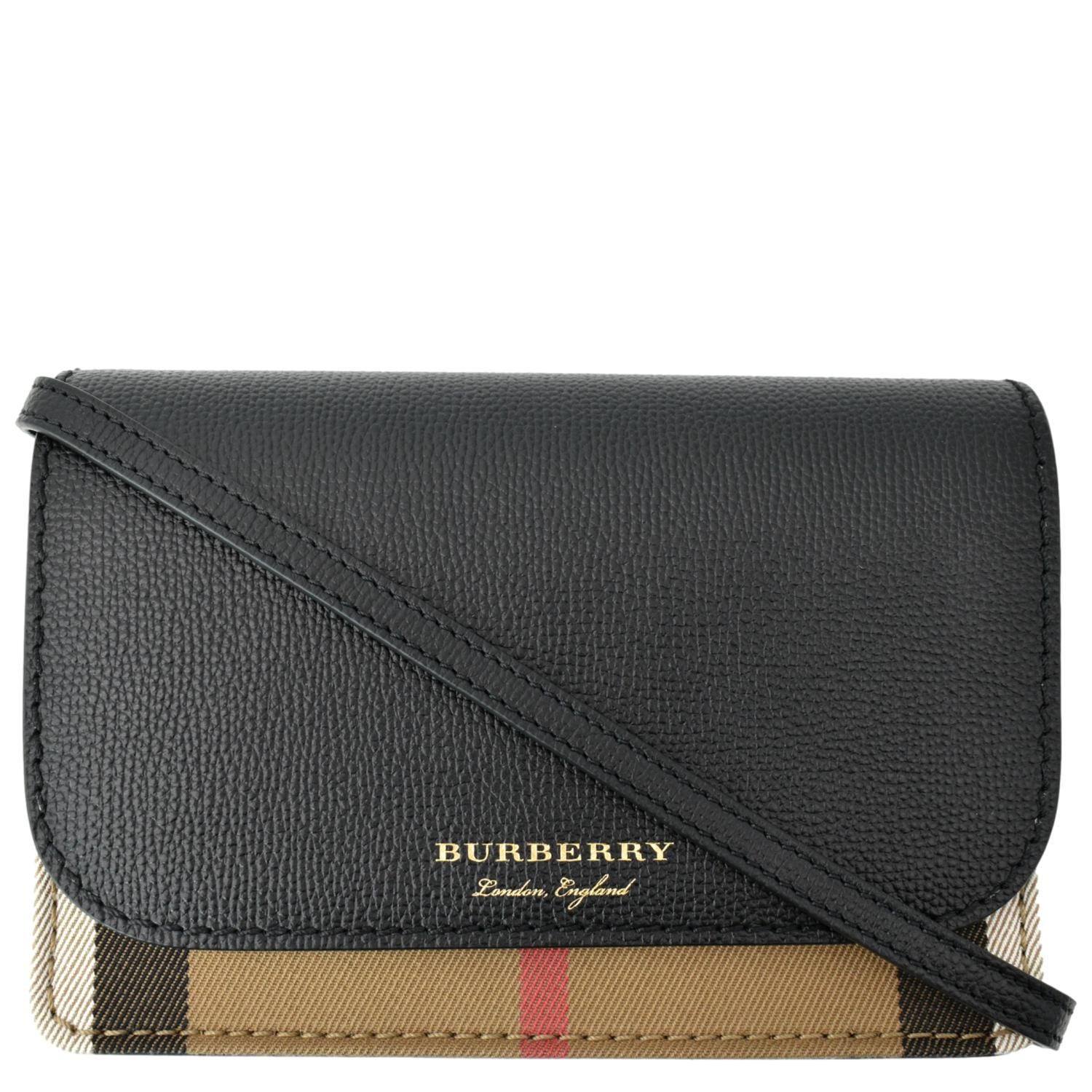 BURBERRY Hampshire House Check Wallet On Chain Crossbody Bag Beige