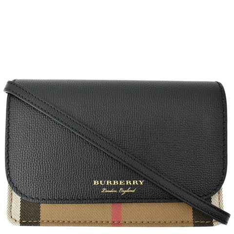 BURBERRY Hampshire House Check Wallet On Chain Crossbody Bag Beige