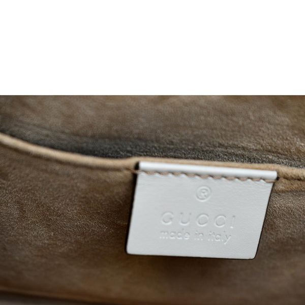 GUCCI Sylvie Mini Leather Top Handle Crossbody Bag White 470270