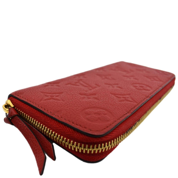 LOUIS VUITTON Clemence Empreinte Leather Wallet Red