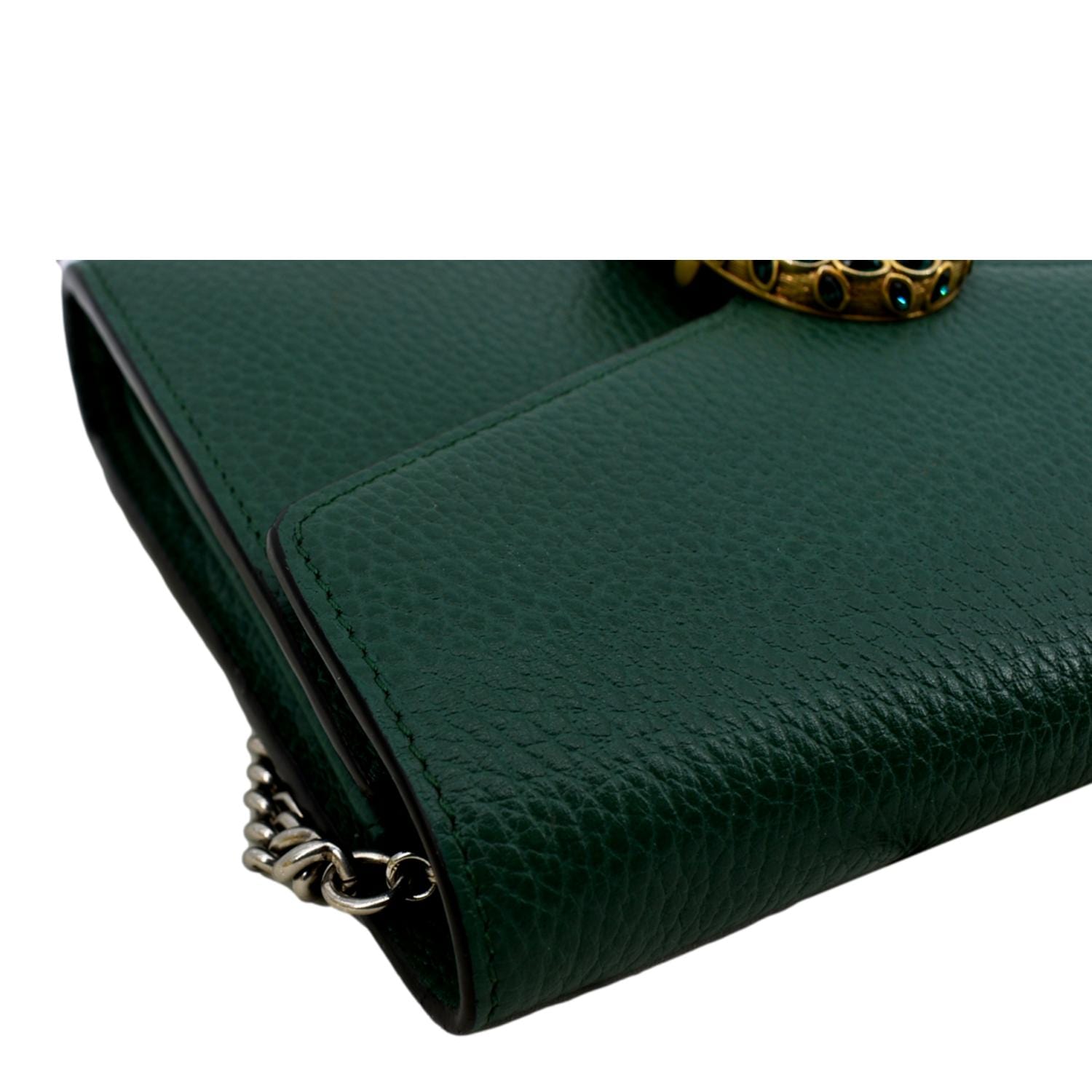 GUCCI Dionysus Leather Chain Crossbody Bag Green 401231