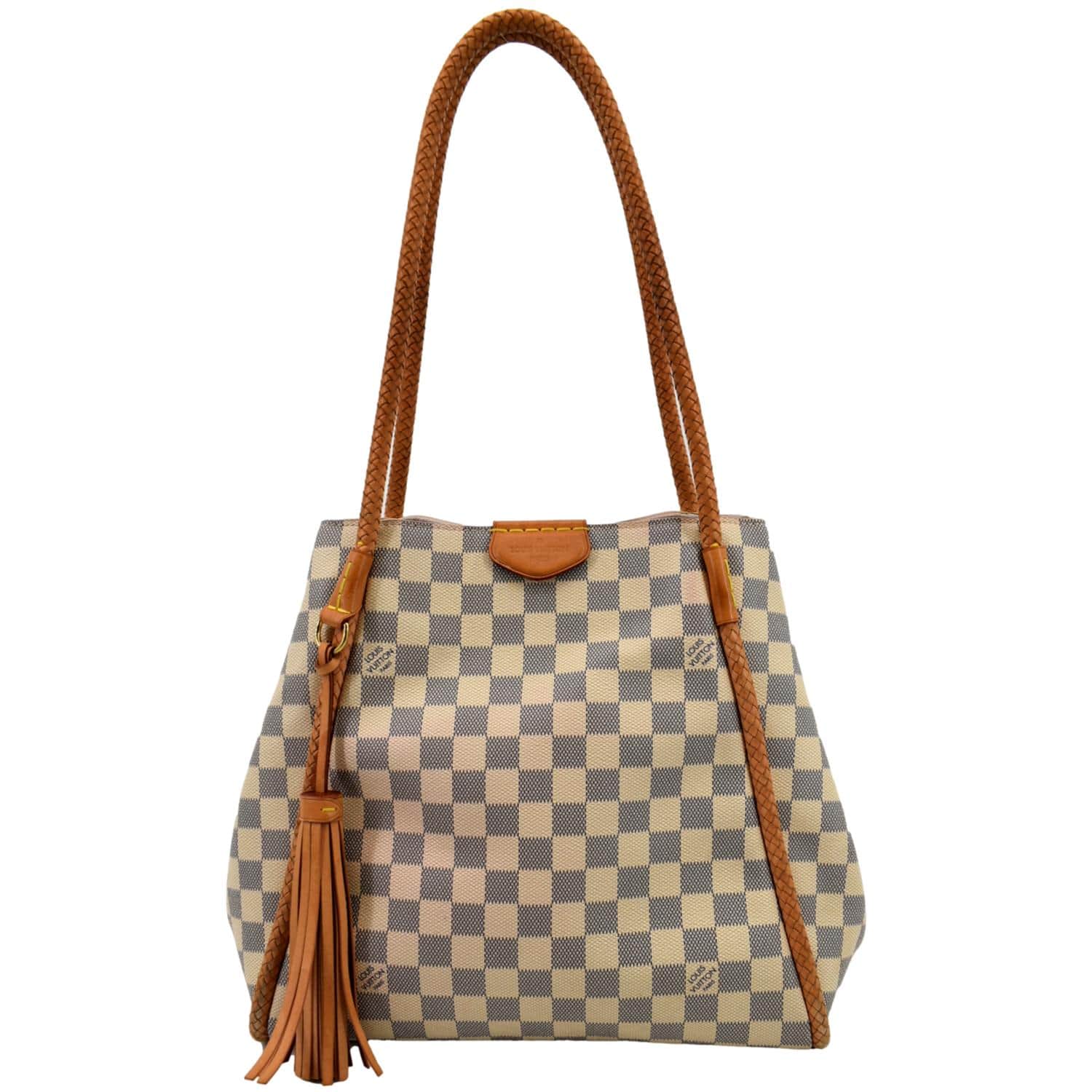 LOUIS VUITTON Propriano Damier Azur Tote Shoulder Bag White