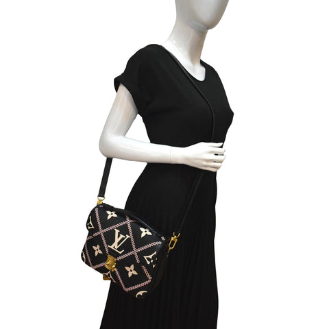 LOUIS VUITTON Metis Pochette Embroidery Leather Crossbody Bag Black - New Year Deals