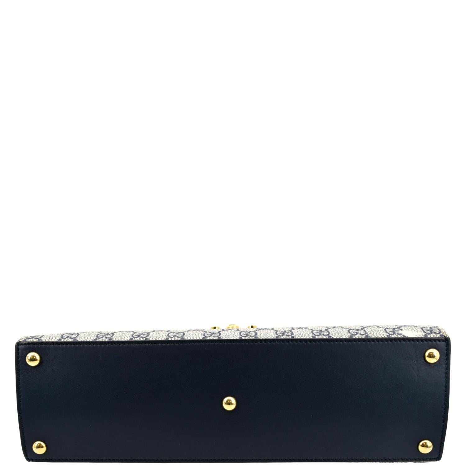 GUCCI Medium Padlock GG Supreme Monogram Top Handle Bag Blue 432674