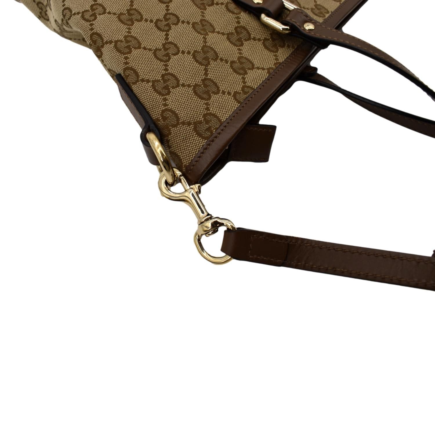 Gucci GG Canvas Leather 2-Way Tote Shoulder Bag Beige