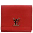 Louis Vuitton Lockme II Small Compact Calfskin Leather Wallet Red - Front