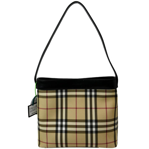 BURBERRY Nova Check Canvas Shoulder Bag Black