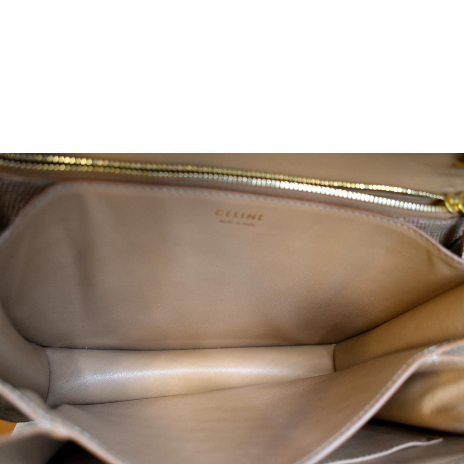Celine box ベージュ レザー ショルダーバッグ ゴールド金具 Celine Classic Box Medium Lizard Leather Shoulder Bag Beige