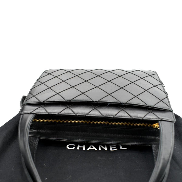 Chanel Small Vintage Lambskin Leather Handbag in Black - Top