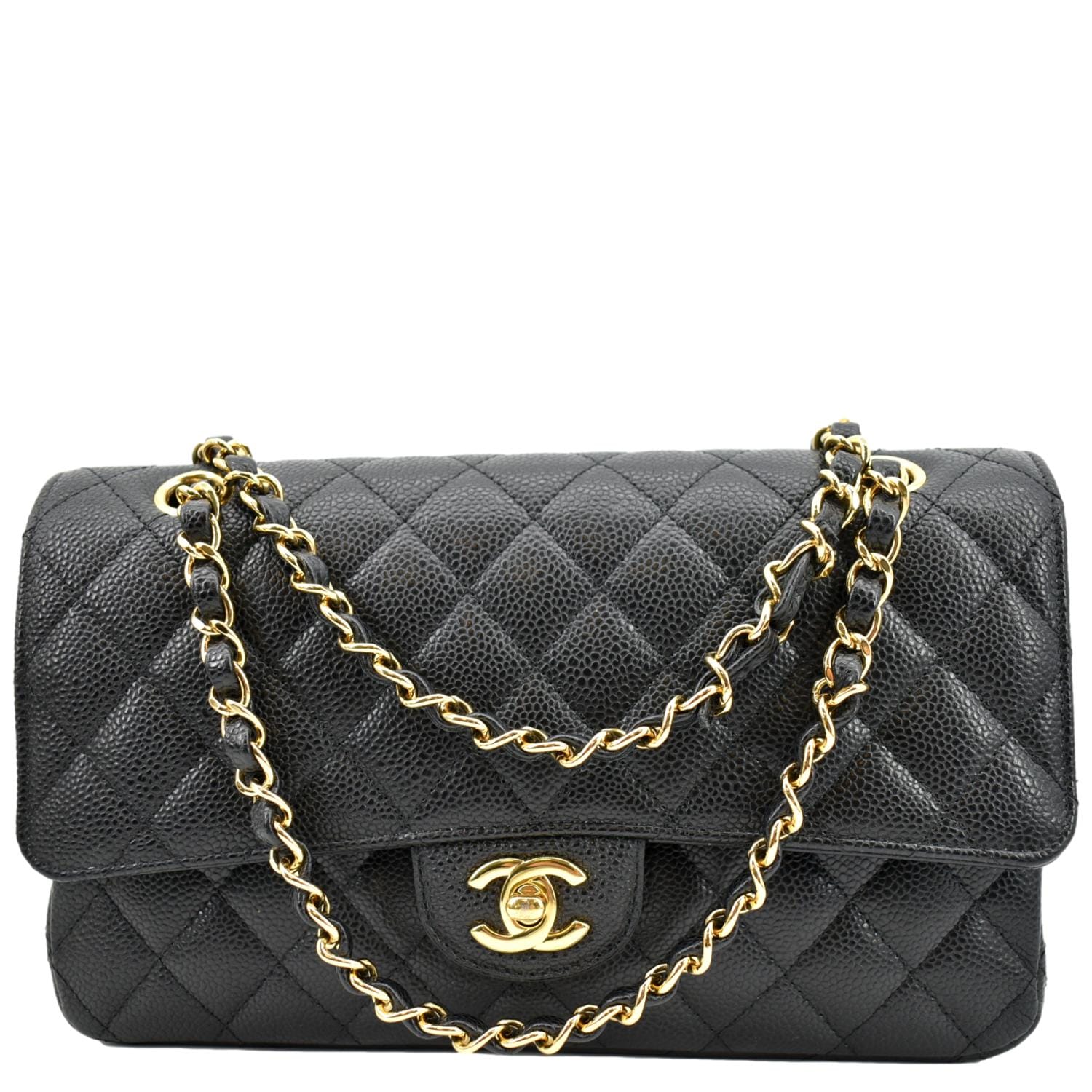 Chanel Jumbo Double Flap Caviar Leather Shoulder Bag - Front