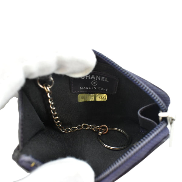 Chanel O Key Pouch Timeless Caviar Leather Small Purse - Inside