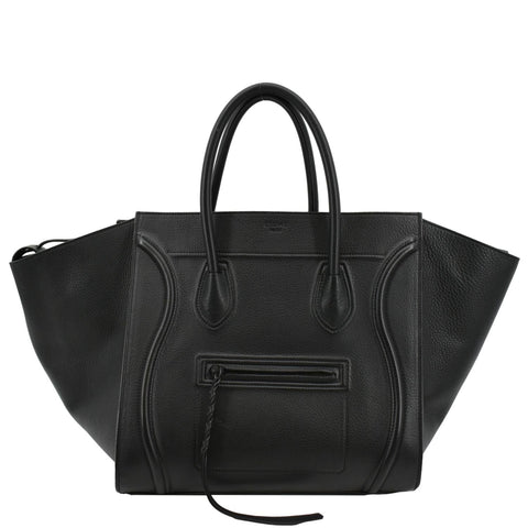CELINE Luggage Phantom Medium Leather Tote Bag Black