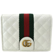 GUCCI Double G Web Trapuntata Card Case Wallet White 536453