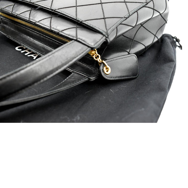 Chanel Small Vintage Lambskin Leather Handbag in Black - Top Left