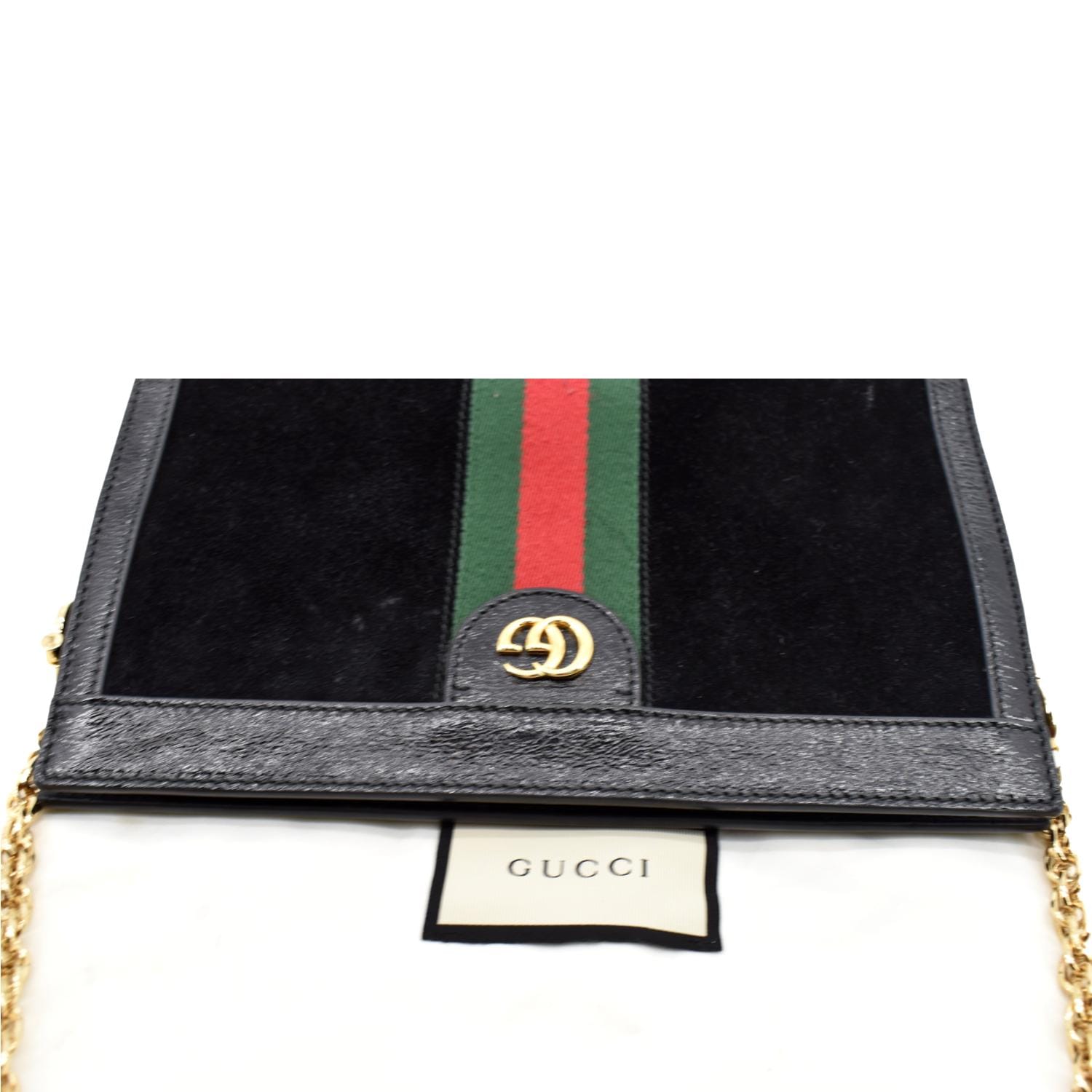 GUCCI Ophidia GG Small Web Suede Leather Shoulder Bag Black 503877