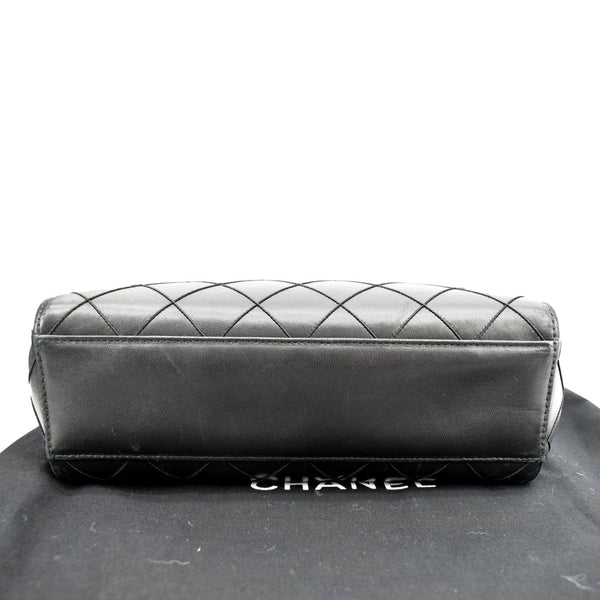 Chanel Small Vintage Lambskin Leather Handbag in Black - Bottom