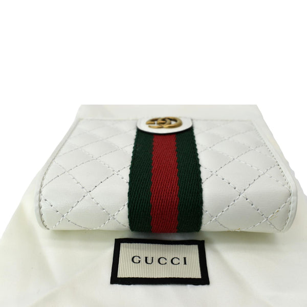 GUCCI Double G Web Trapuntata Card Case Wallet White 536453