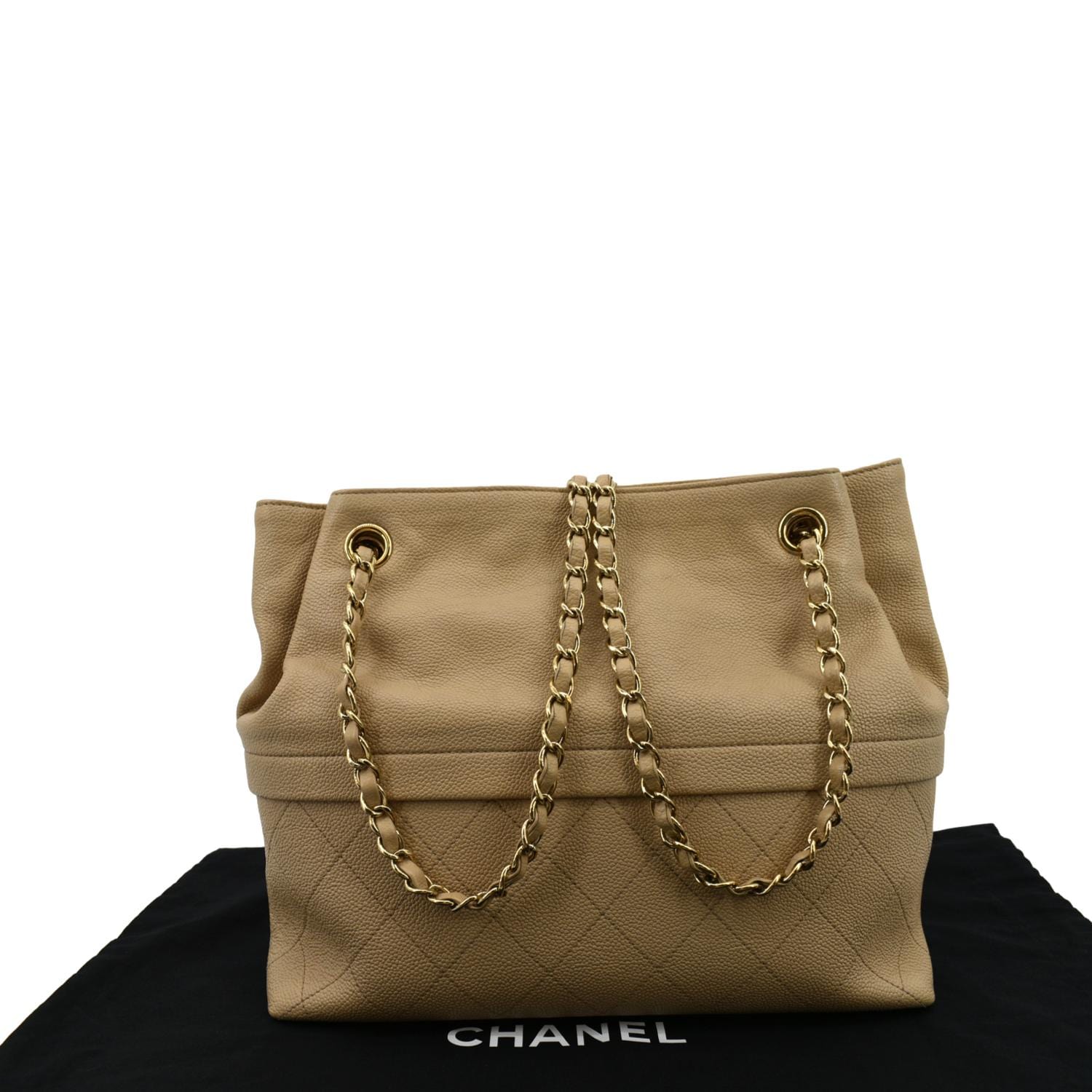 Chanel Light Beige Quilted Lambskin Chain Top Handle CC Gold Hardware, 2004, Womens Handbag