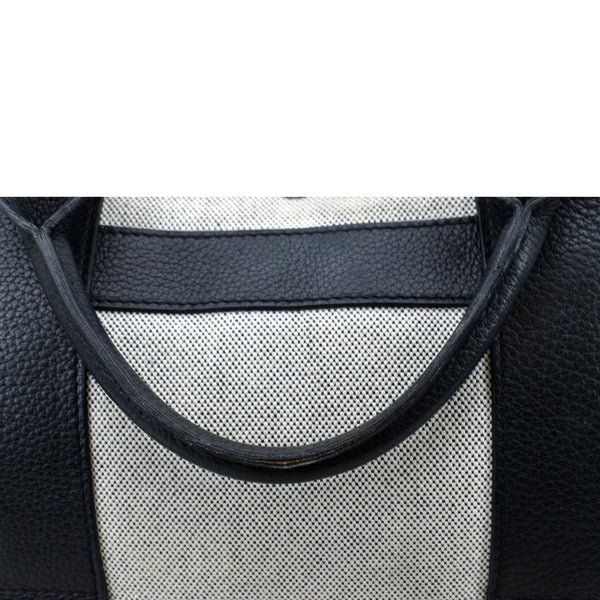 Hermes Garden Party Toile Leather Tote Bag Black/Beige - Handle