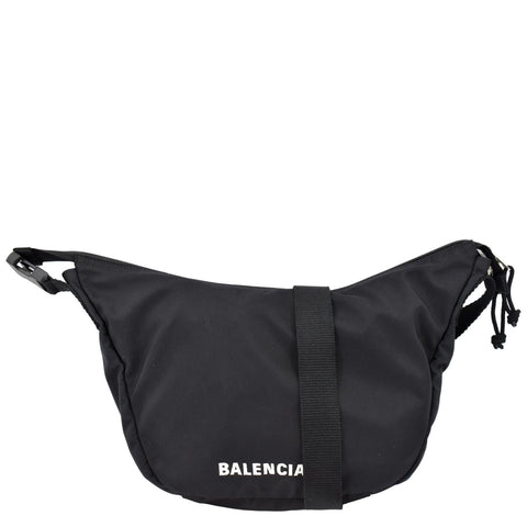 BALENCIAGA Wheel Nylon Shoulder Bag Black