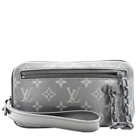 LOUIS VUITTON Volga Monogram Eclipse Pochette Clutch Bag Black