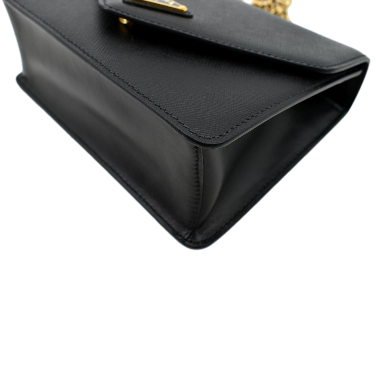 Prada Saffiano Lux Leather Crossbody Bag in Black