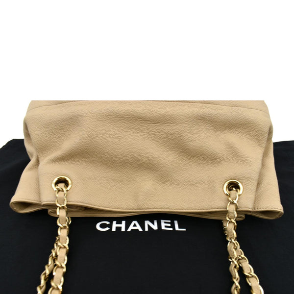 Chanel Zip Carry Grained Calfskin Leather Shopping Tote Bag - Top